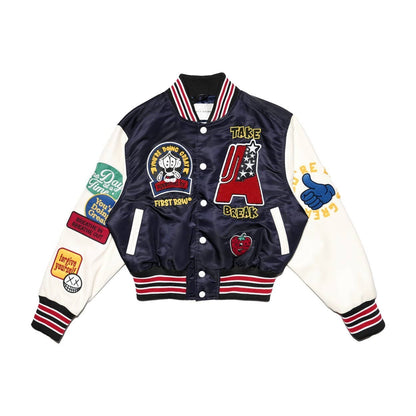 You're Doing Great Cropped Varsity Jacket