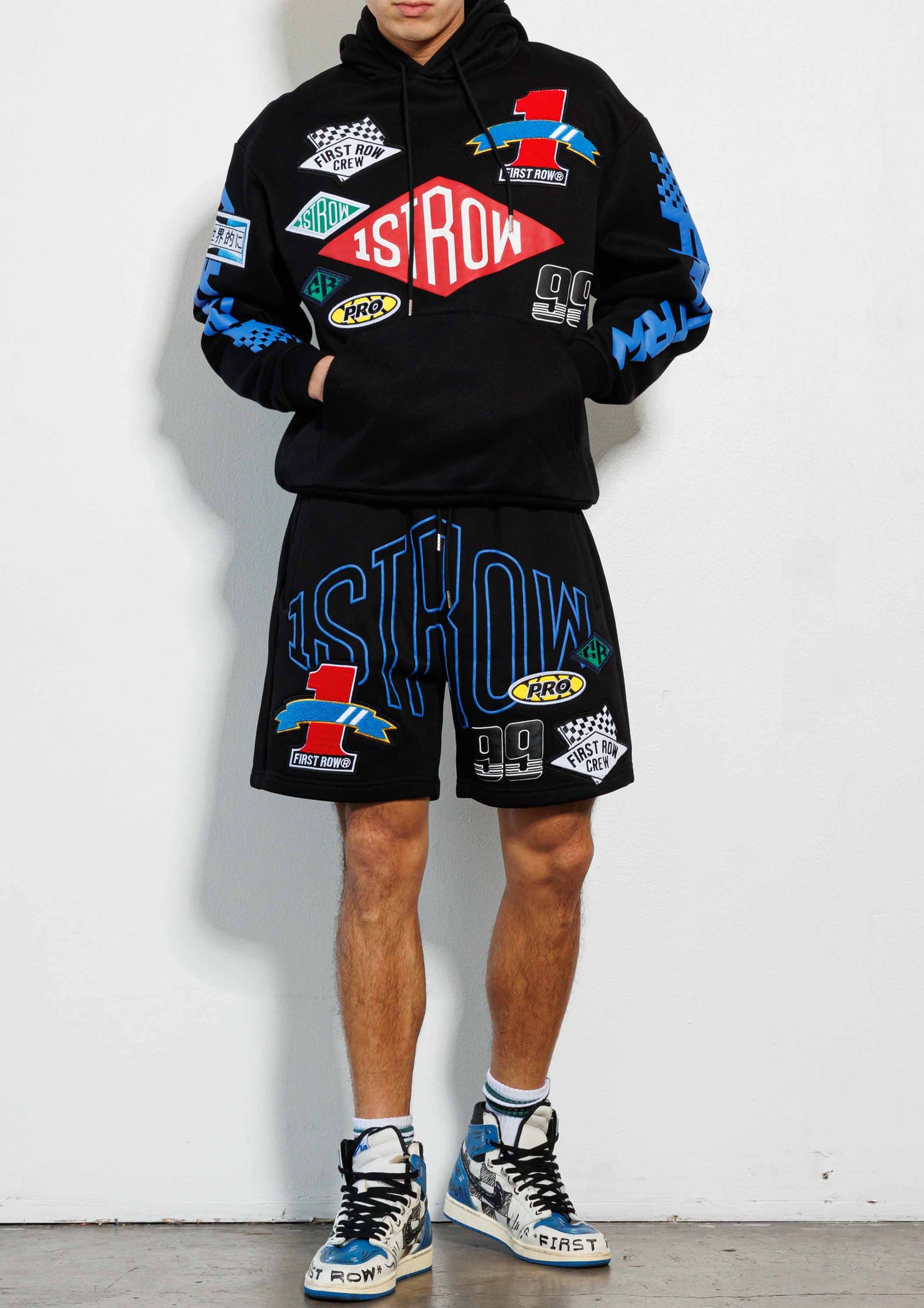 Racing Multi Patches Graphic Shorts