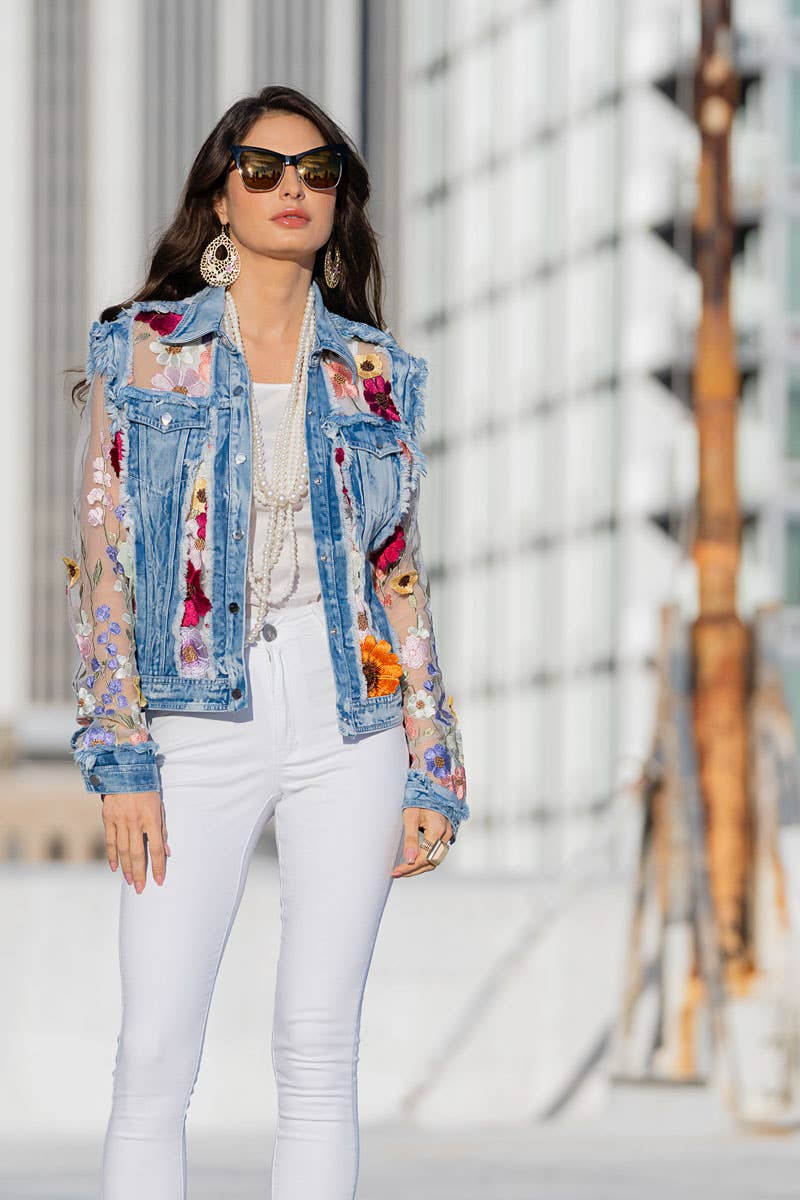 J’Adore Lace Jacket with Floral Embroidery