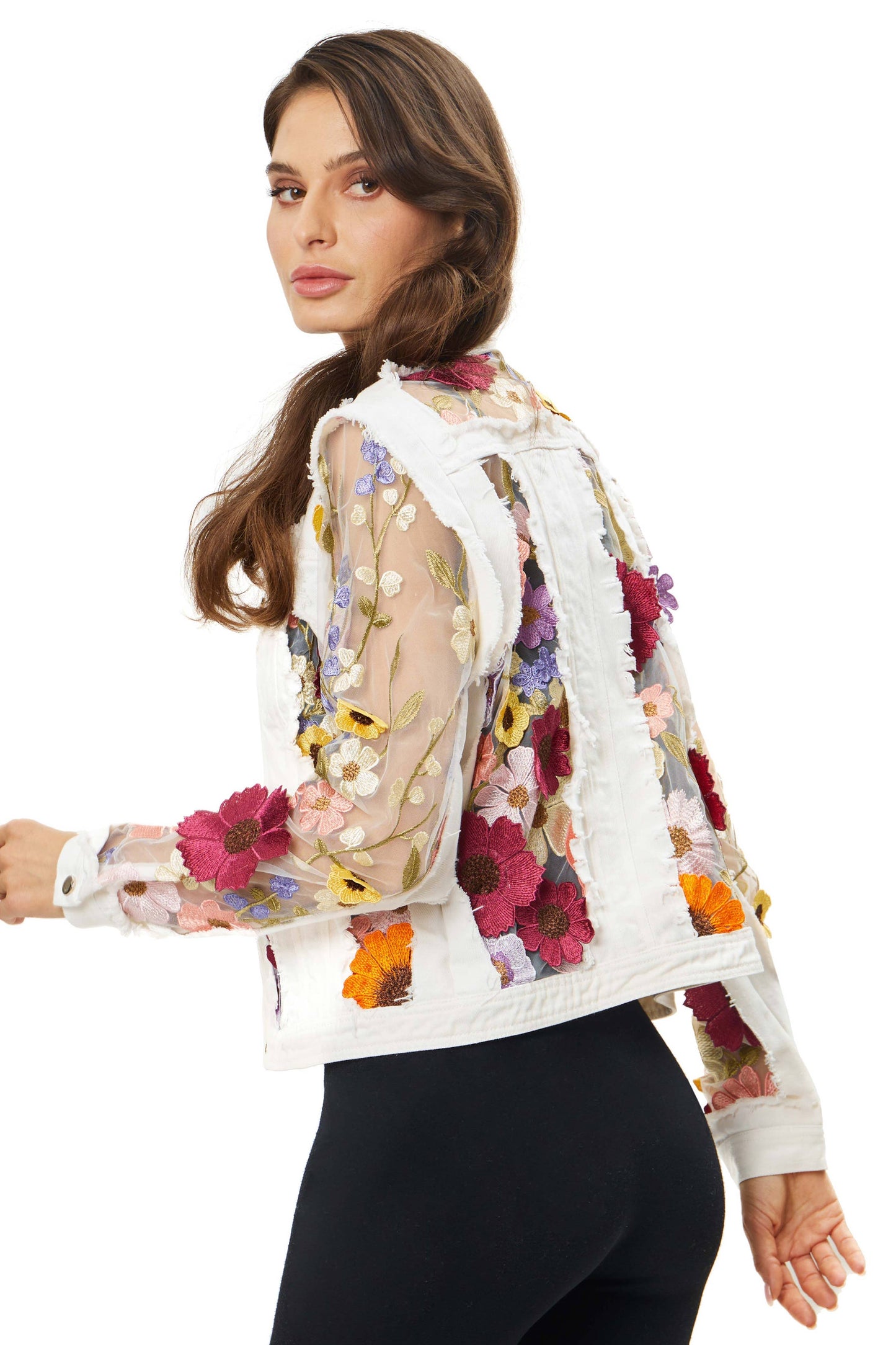 J’Adore Lace Jacket with Floral Embroidery