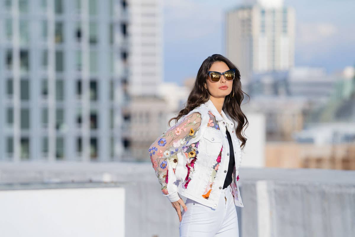 J’Adore Lace Jacket with Floral Embroidery