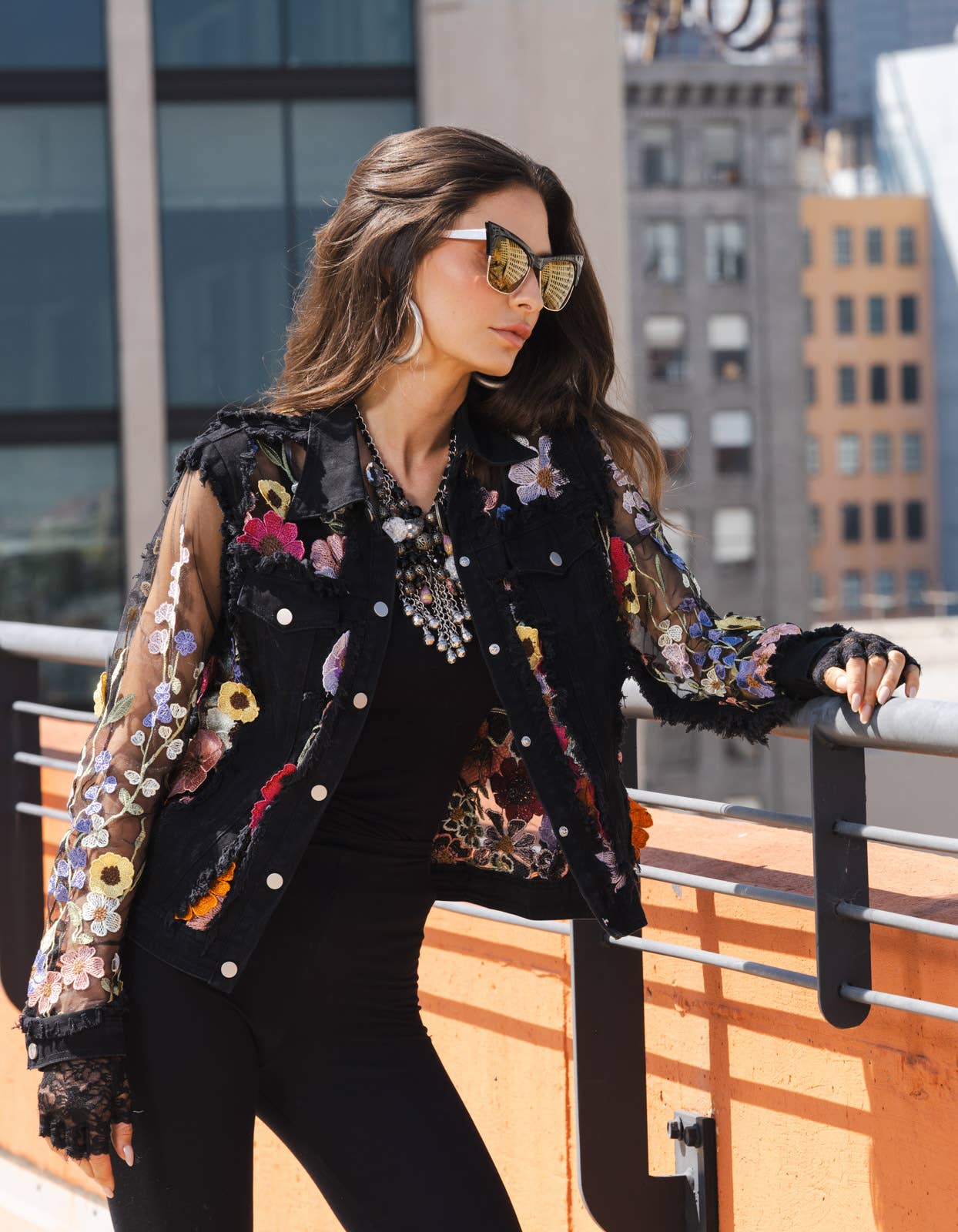 J’Adore Lace Jacket with Floral Embroidery