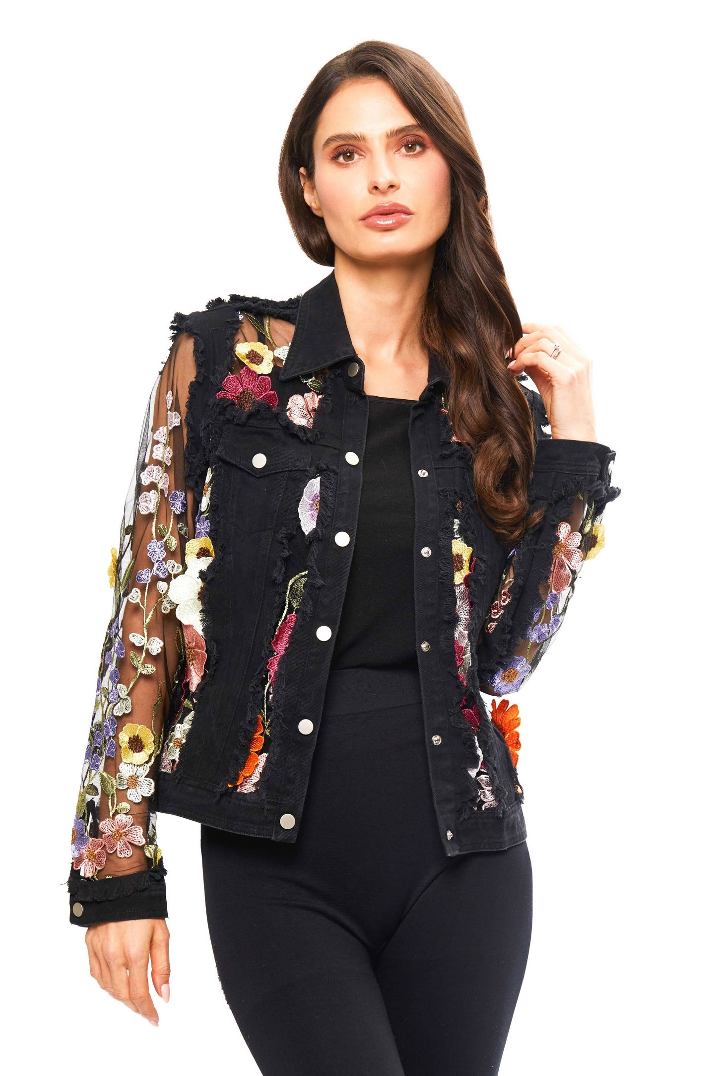 J’Adore Lace Jacket with Floral Embroidery