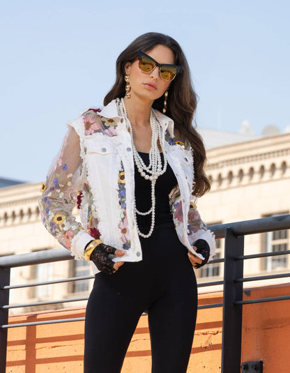 J’Adore Lace Jacket with Floral Embroidery