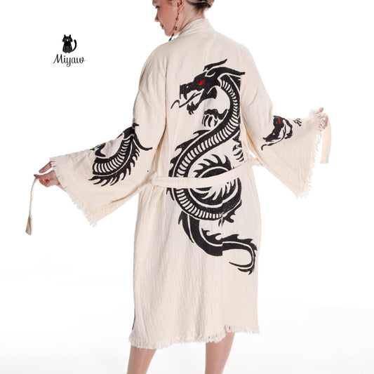 DaBoho Dragon Kimono Handcrafted in Organic Cotton