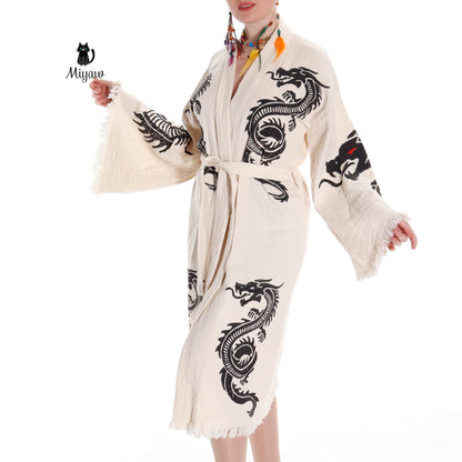 DaBoho Dragon Kimono Handcrafted in Organic Cotton