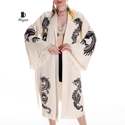 DaBoho Dragon Kimono Handcrafted in Organic Cotton