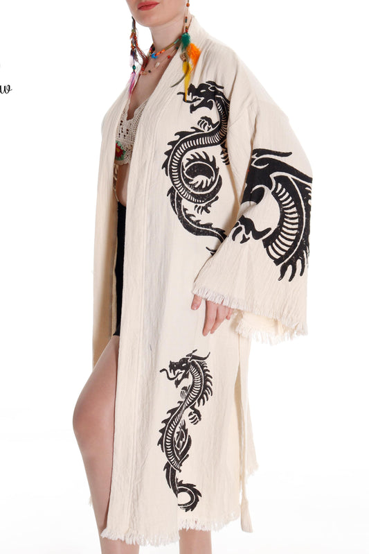 DaBoho Dragon Kimono Handcrafted in Organic Cotton