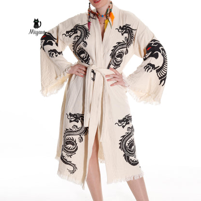 DaBoho Dragon Kimono Handcrafted in Organic Cotton