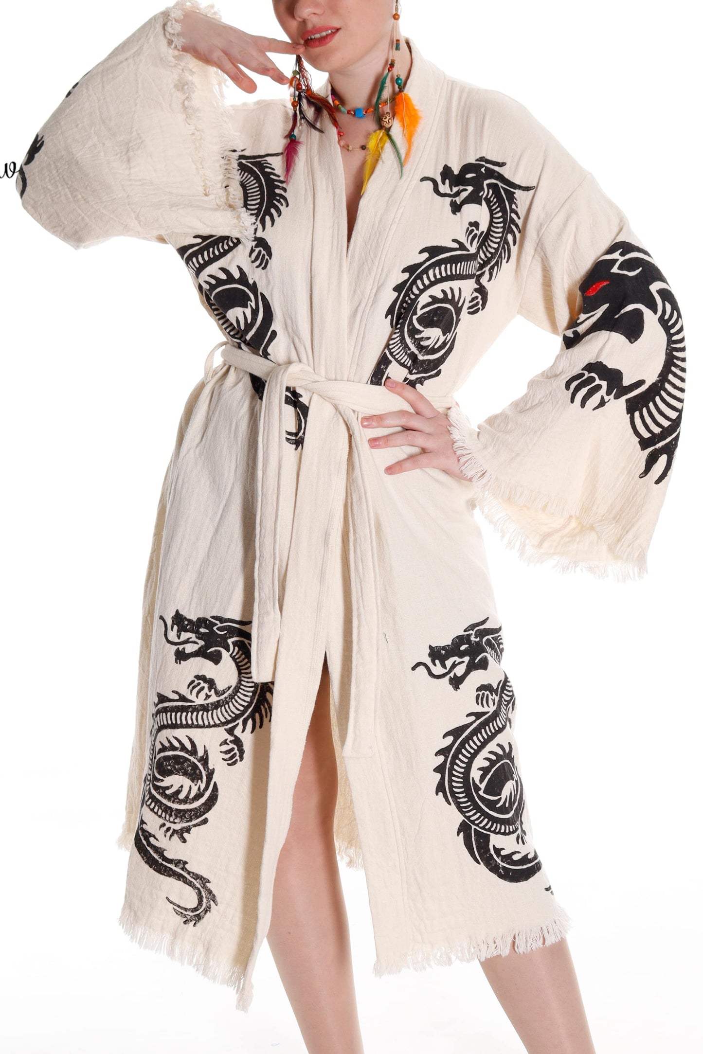 DaBoho Dragon Kimono Handcrafted in Organic Cotton