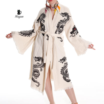 DaBoho Dragon Kimono Handcrafted in Organic Cotton