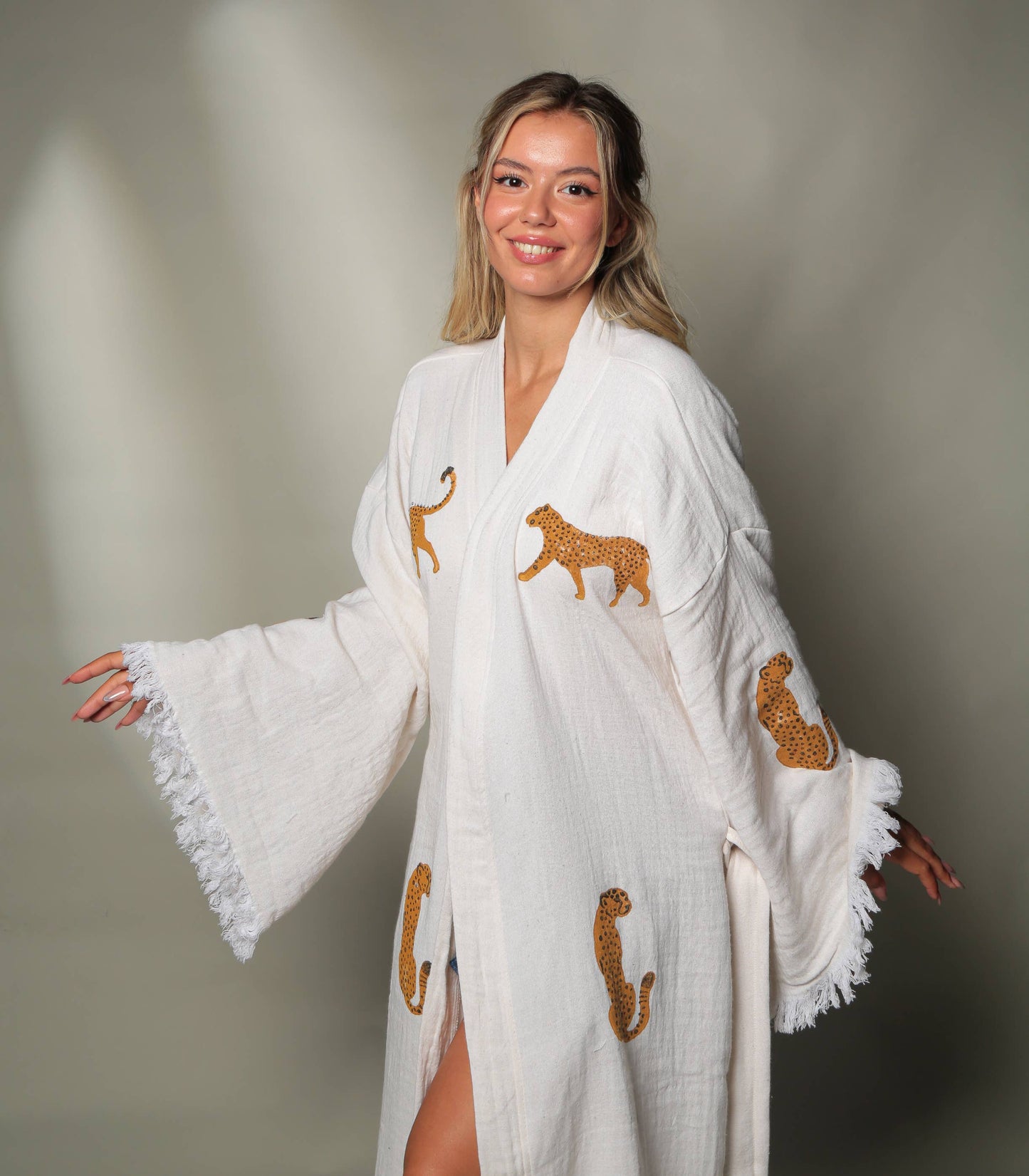 Long Tiger Kaftan Kimono Robe