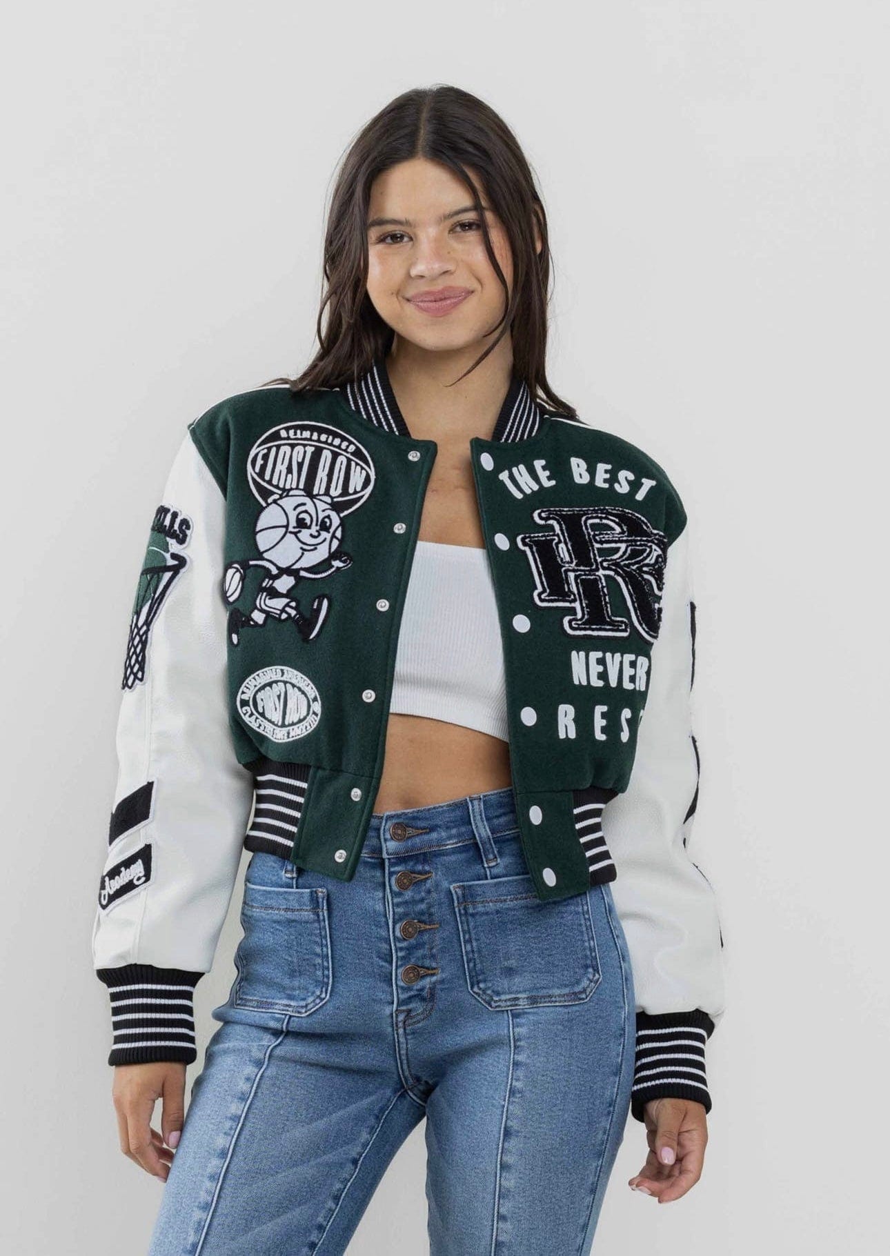 The Best Never Rest Cropped Varsity Jacket