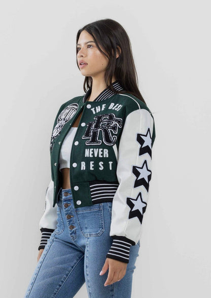 The Best Never Rest Cropped Varsity Jacket