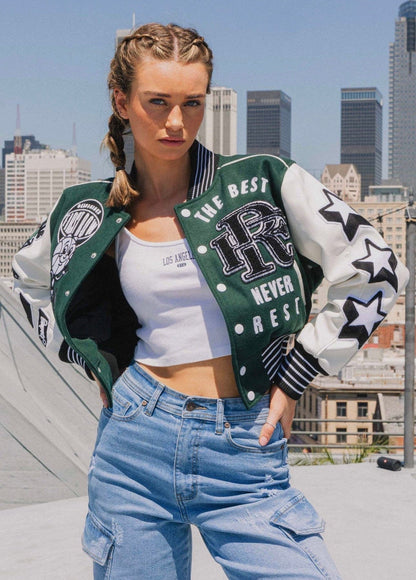 The Best Never Rest Cropped Varsity Jacket