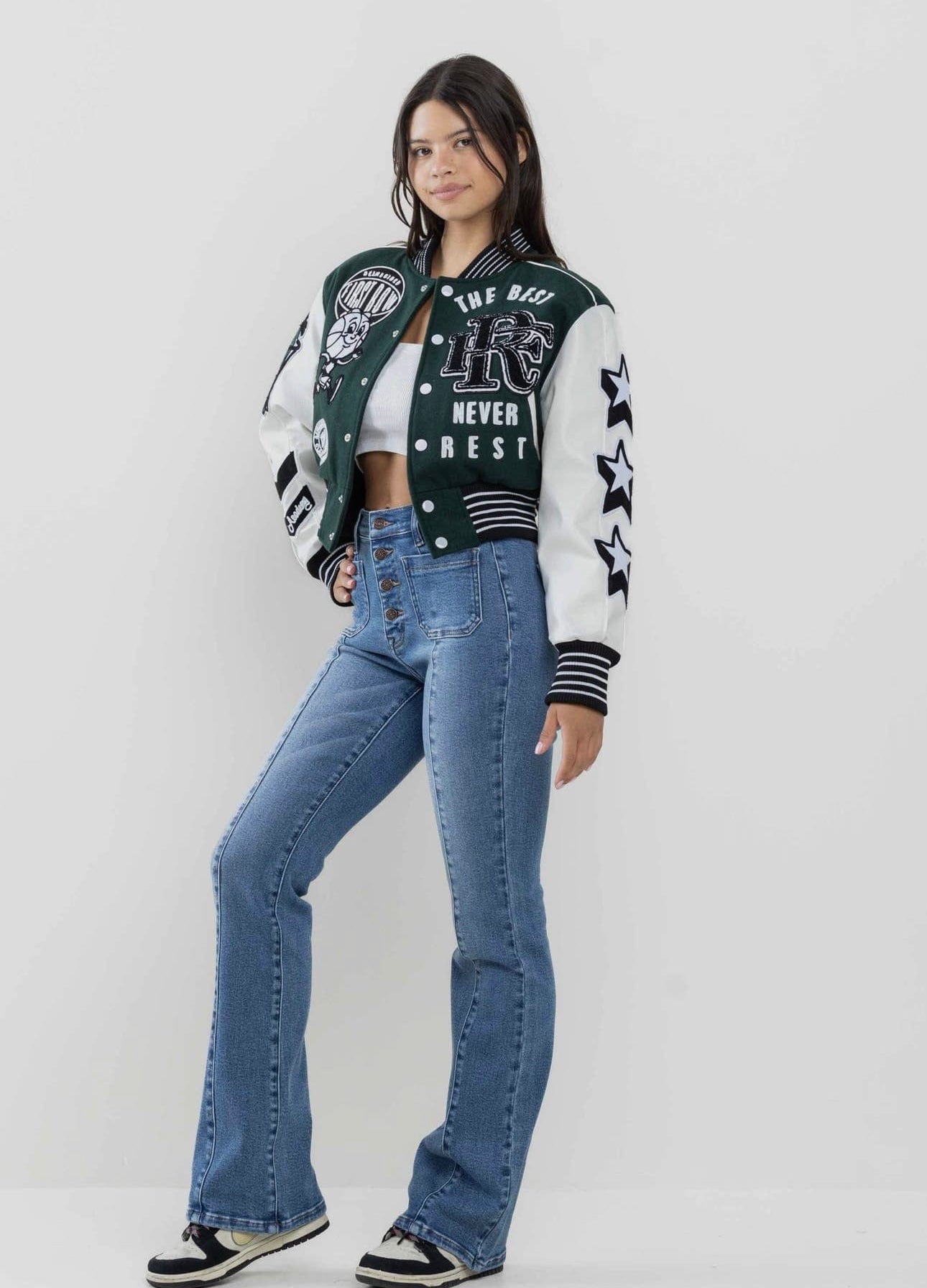 The Best Never Rest Cropped Varsity Jacket