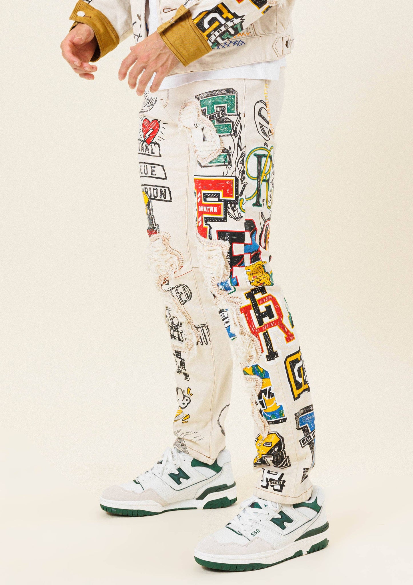 All-Over Doodling Artist Fitted Jeans