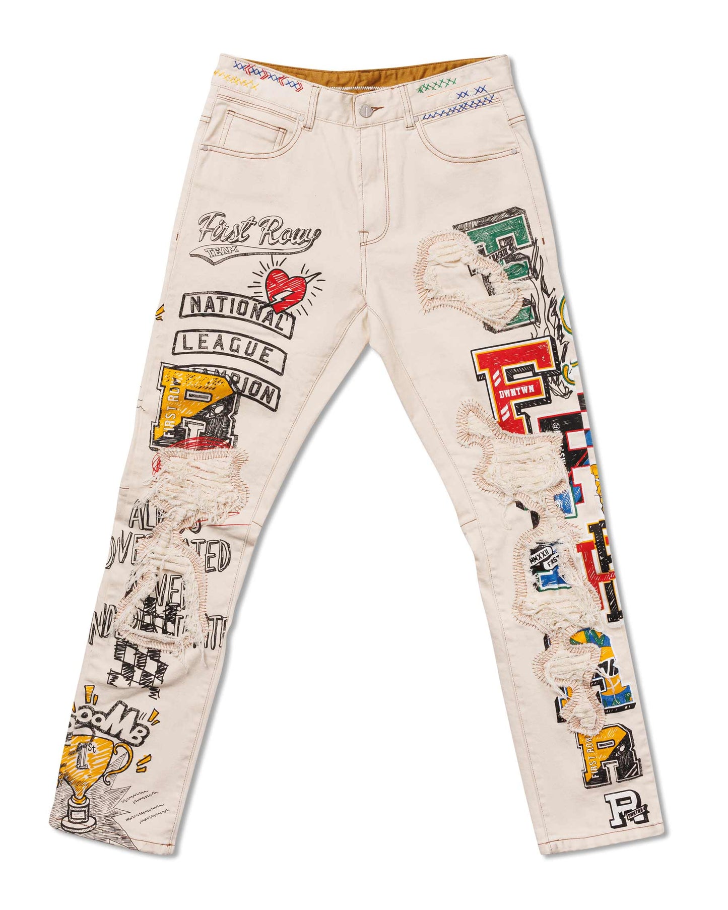 All-Over Doodling Artist Fitted Jeans