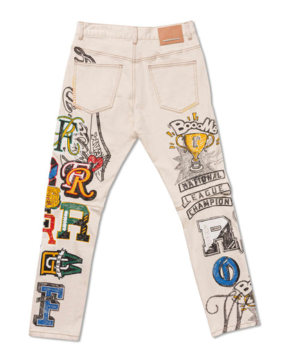 All-Over Doodling Artist Fitted Jeans