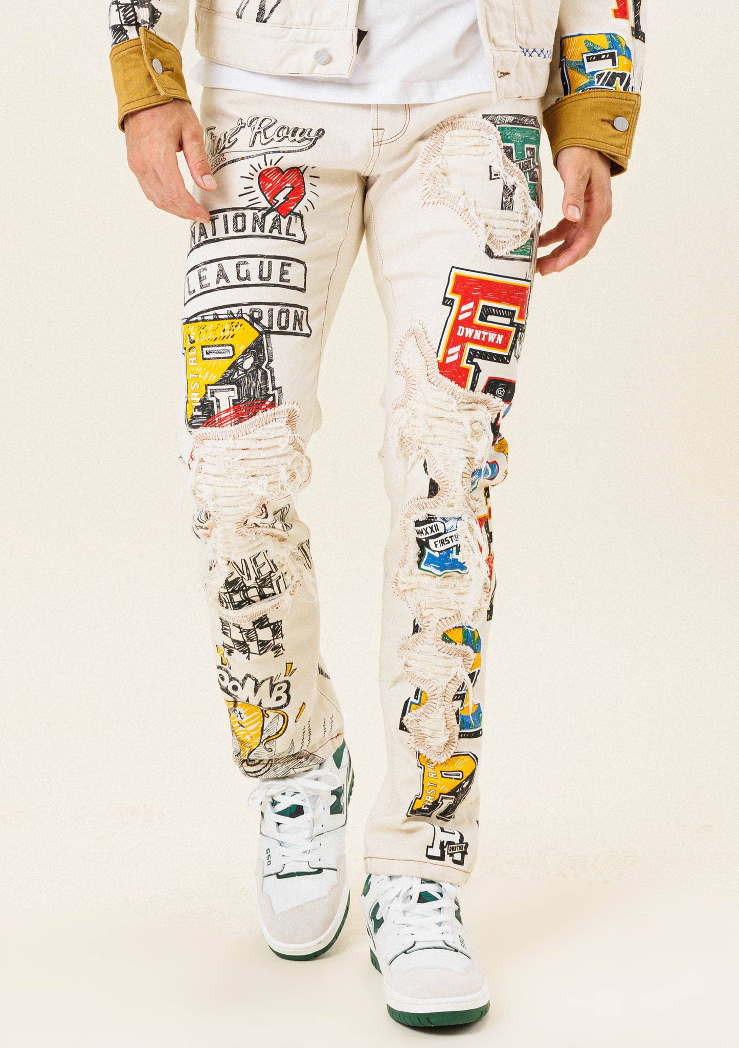 All-Over Doodling Artist Fitted Jeans