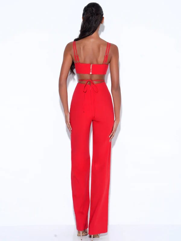 Neva Red Cutout Strappy Jumpsuit