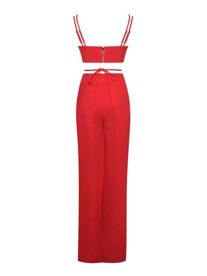 Neva Red Cutout Strappy Jumpsuit