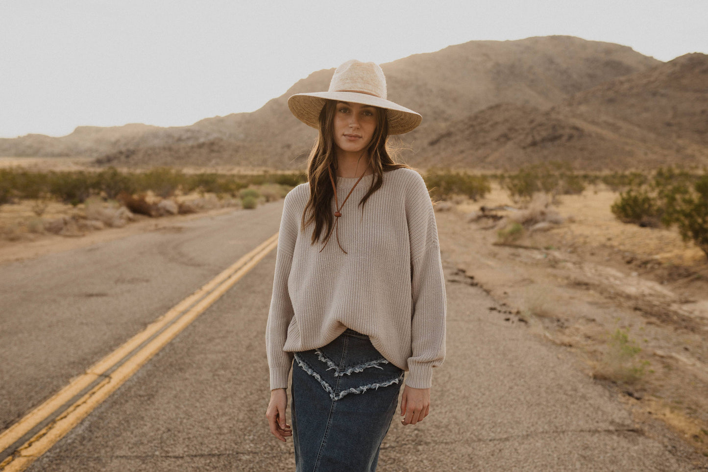 Western Cowgirl Palm Leaf Hat with Chin Straps