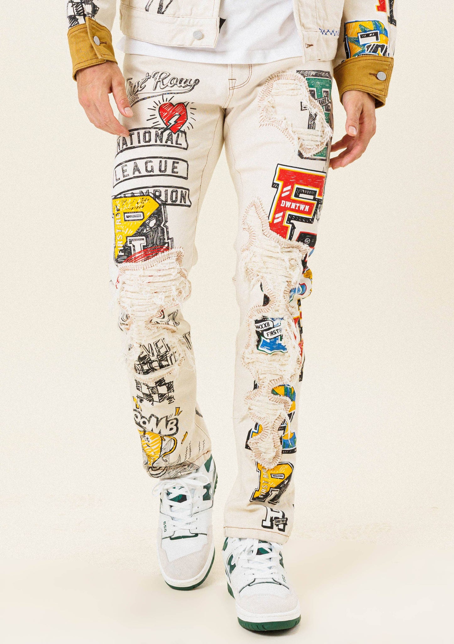 All Over Hand Drawn Slim Fit Pants
