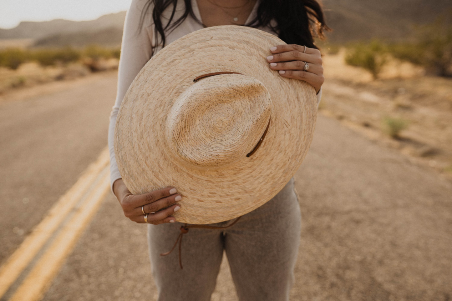 Western Cowgirl Palm Leaf Hats with Chin Straps
