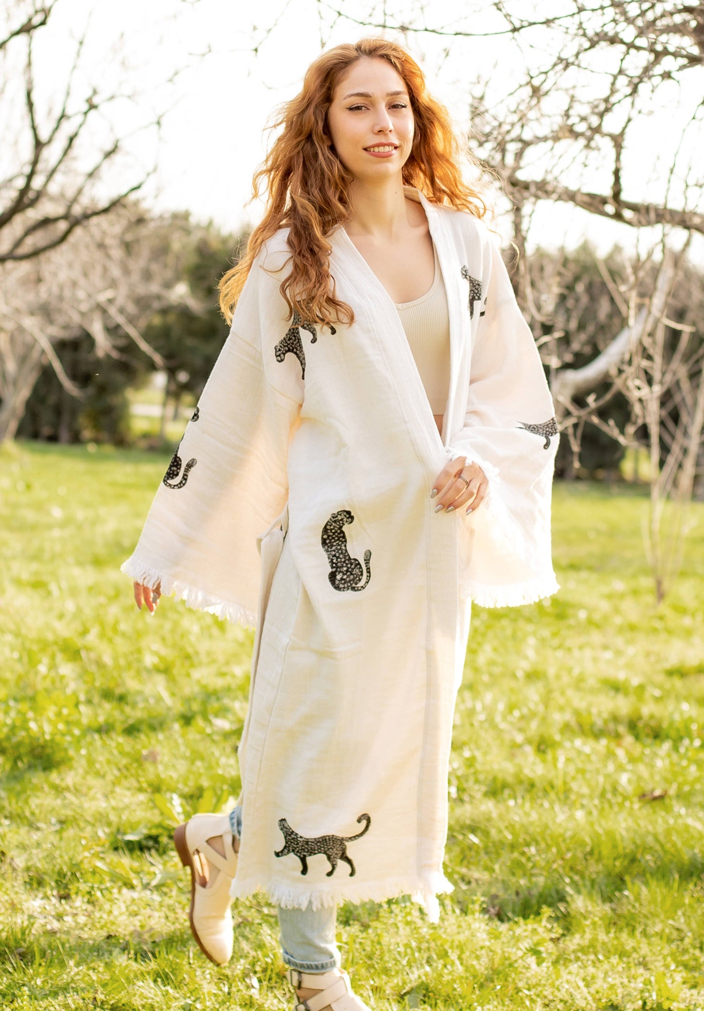 Long Tiger Kaftan Kimono Robe