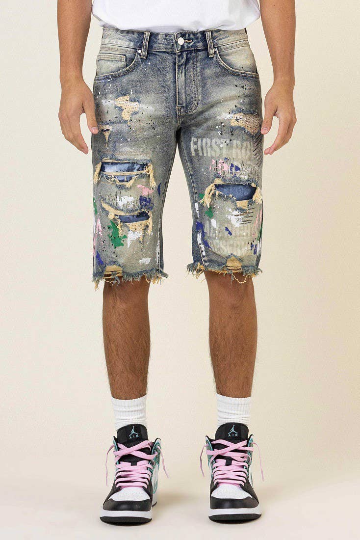 Hand Painted Denim Shorts