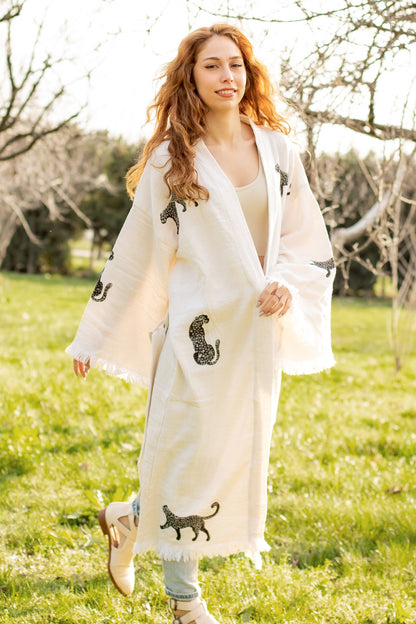 Long Tiger Kaftan Kimono Robe